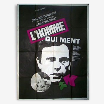 Alain Robbe-Grillet, poster 1968.L original movie ' man who lies, Jean Louis Trintignant