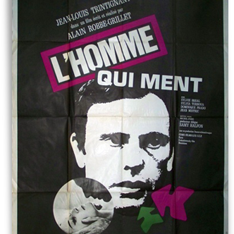 Alain Robbe-Grillet, poster 1968.L original movie ' man who lies, Jean Louis Trintignant