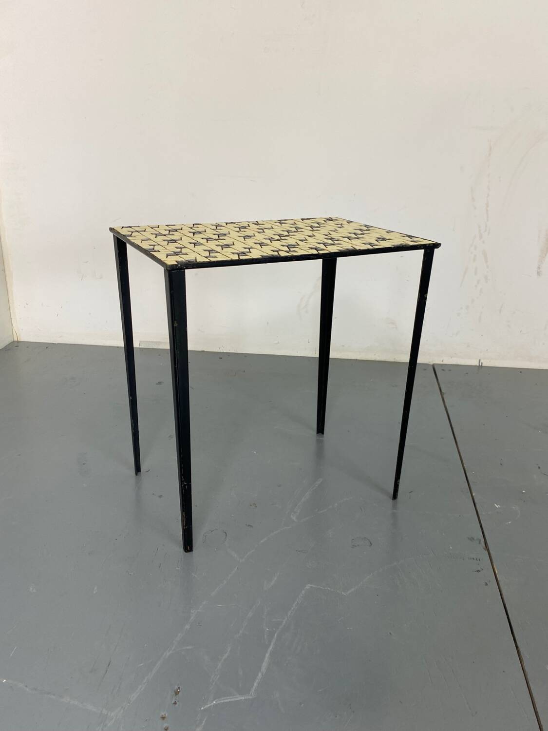 Vintage Modernist Mosaic Ceramic and Steel Side Table, 1950s
