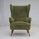 1960s, Scandinavian design, highback armchair, furniture velour.