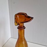 Vintage Amber Glass Dachshund Dog Shaped Bottle