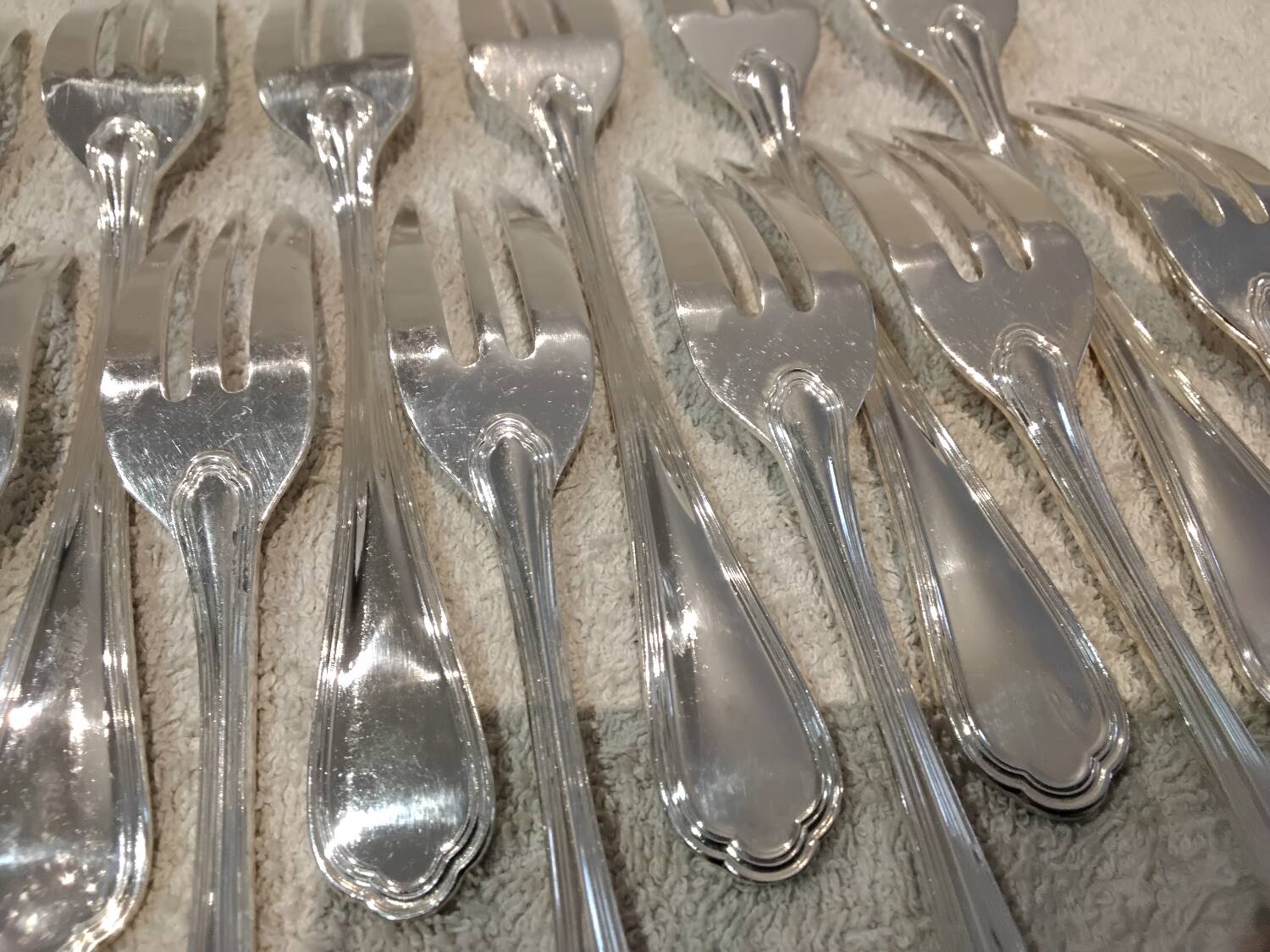 12 silver-plated metal cake forks by Christofle Spatours