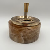 Vintage onyx and gold pusher ashtray