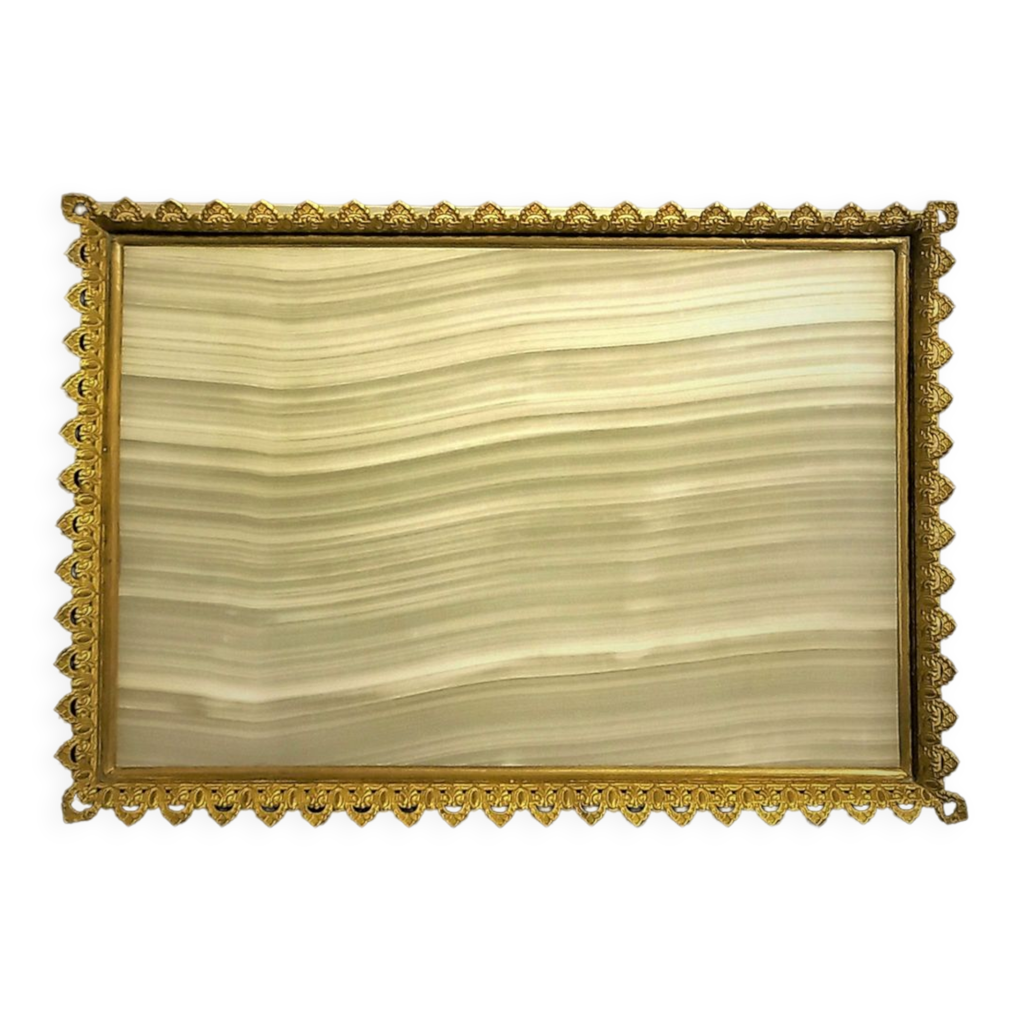 Onyx desk top with brass gallery