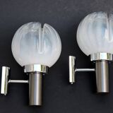 Pair of wall lamps Mazzega opalescent Murano Italy