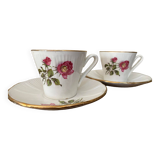 2 cups and saucers decorations pink and rosebud
