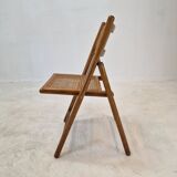 Set of 2 Italian Folding Chairs with Wicker, 1980's