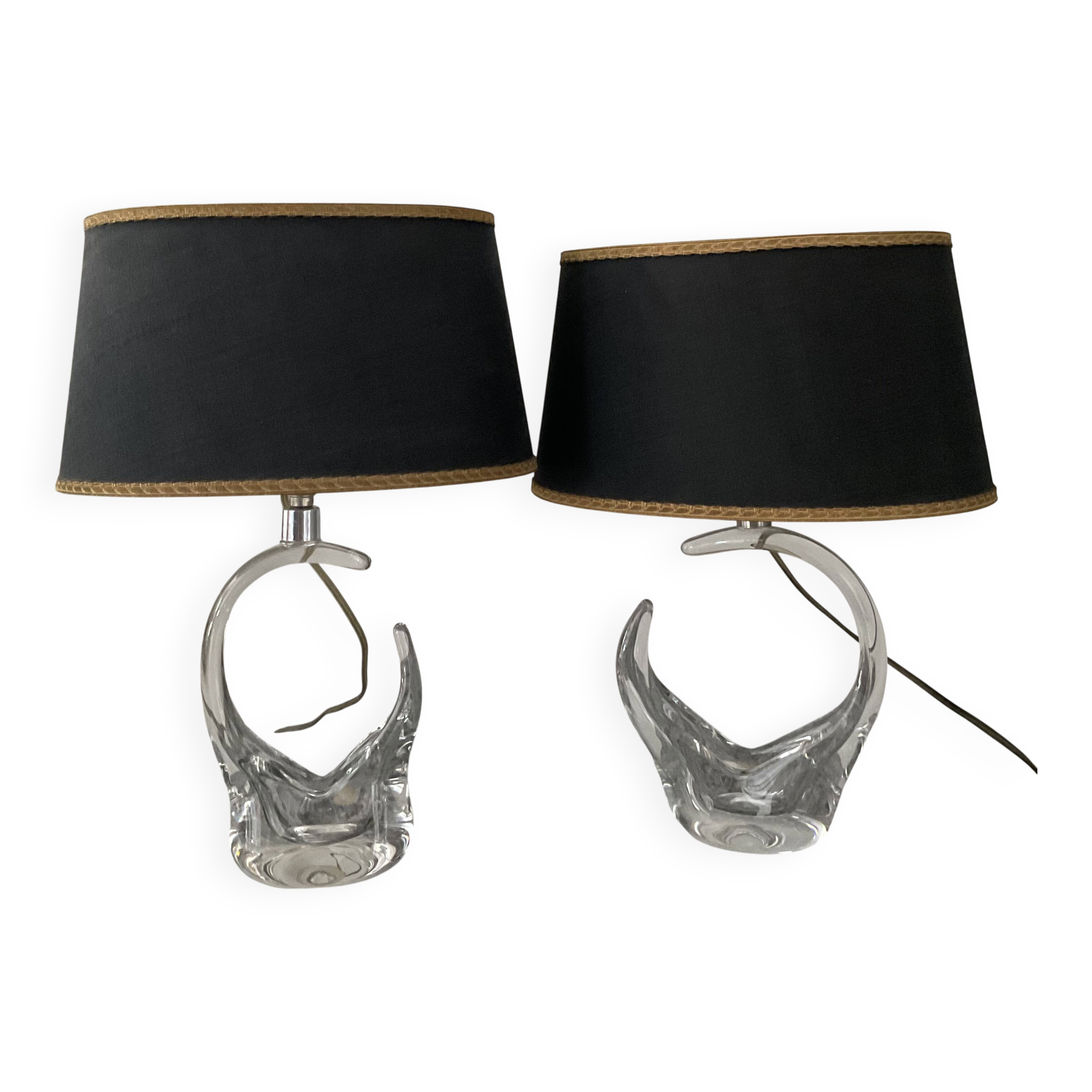 Pair of Saint Louis crystal lamps from the 1950s-60s.