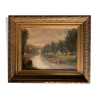 Oil on wood, signed P. Simon - 19th