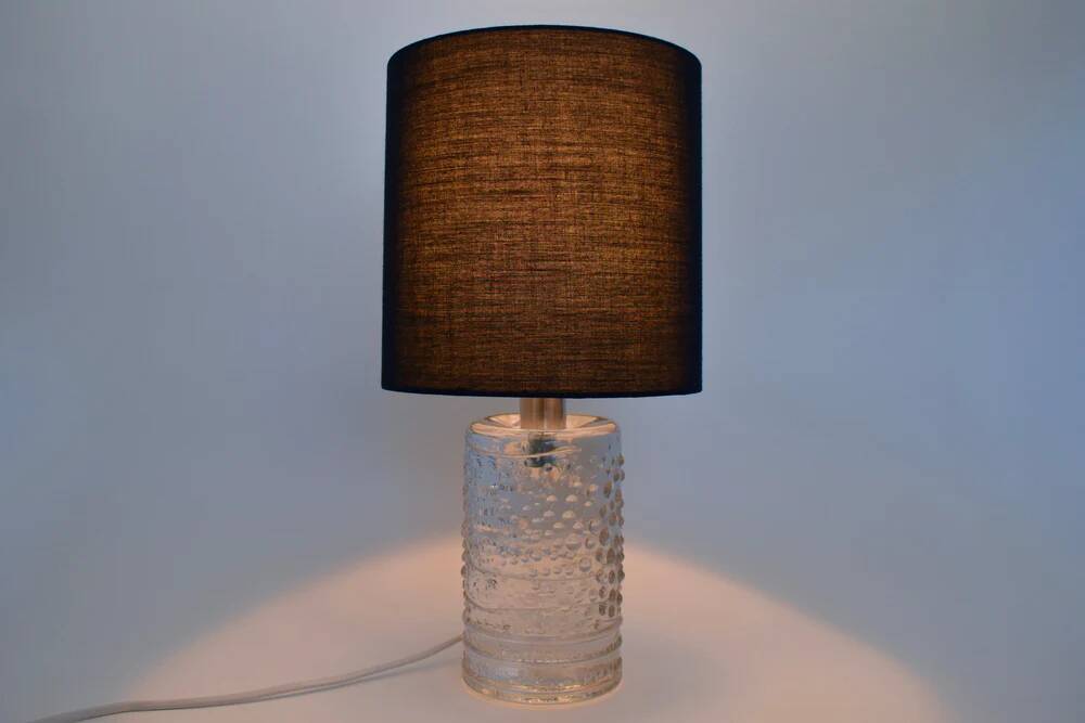 Mid-century solid crystal structured table lamp by Willem Heesen for Royal Leerdam