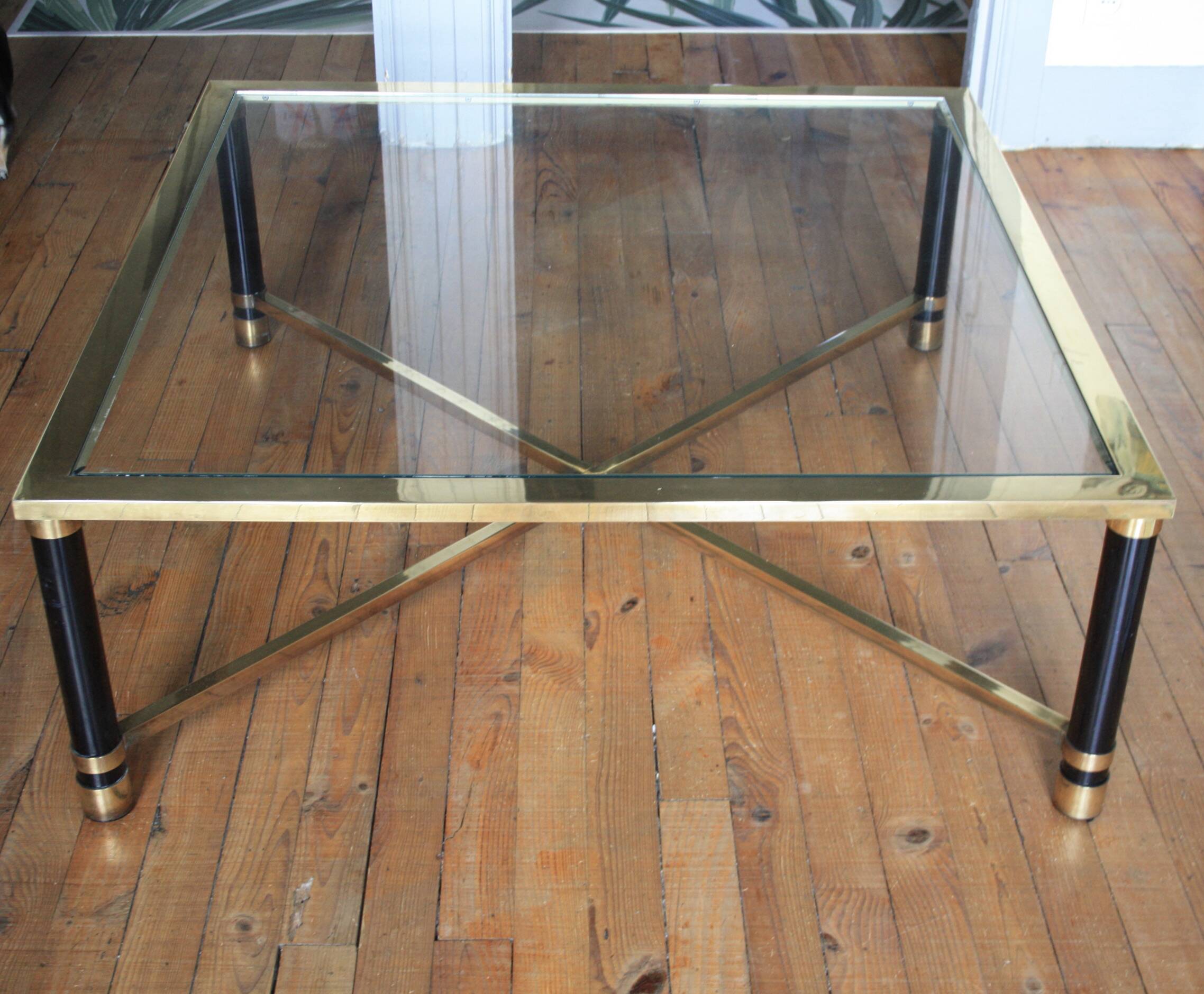 Square brass glass coffee table