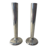 Pair of silver-plated metal candlesticks, 1930