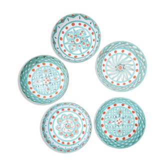 Series of 5 vintage ceramic bowl plates by Antoine Fazio, Vallauris