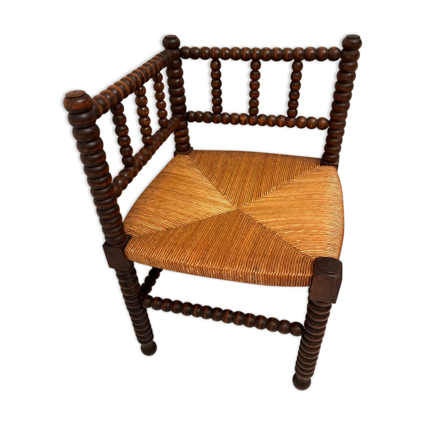 Corner chair wood turned vintage, 50-60s