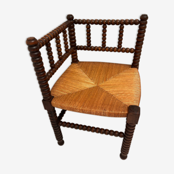Corner chair wood turned vintage, 50-60s