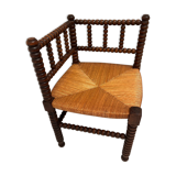 Chaise d'angle bois tourné vintage années 50-60