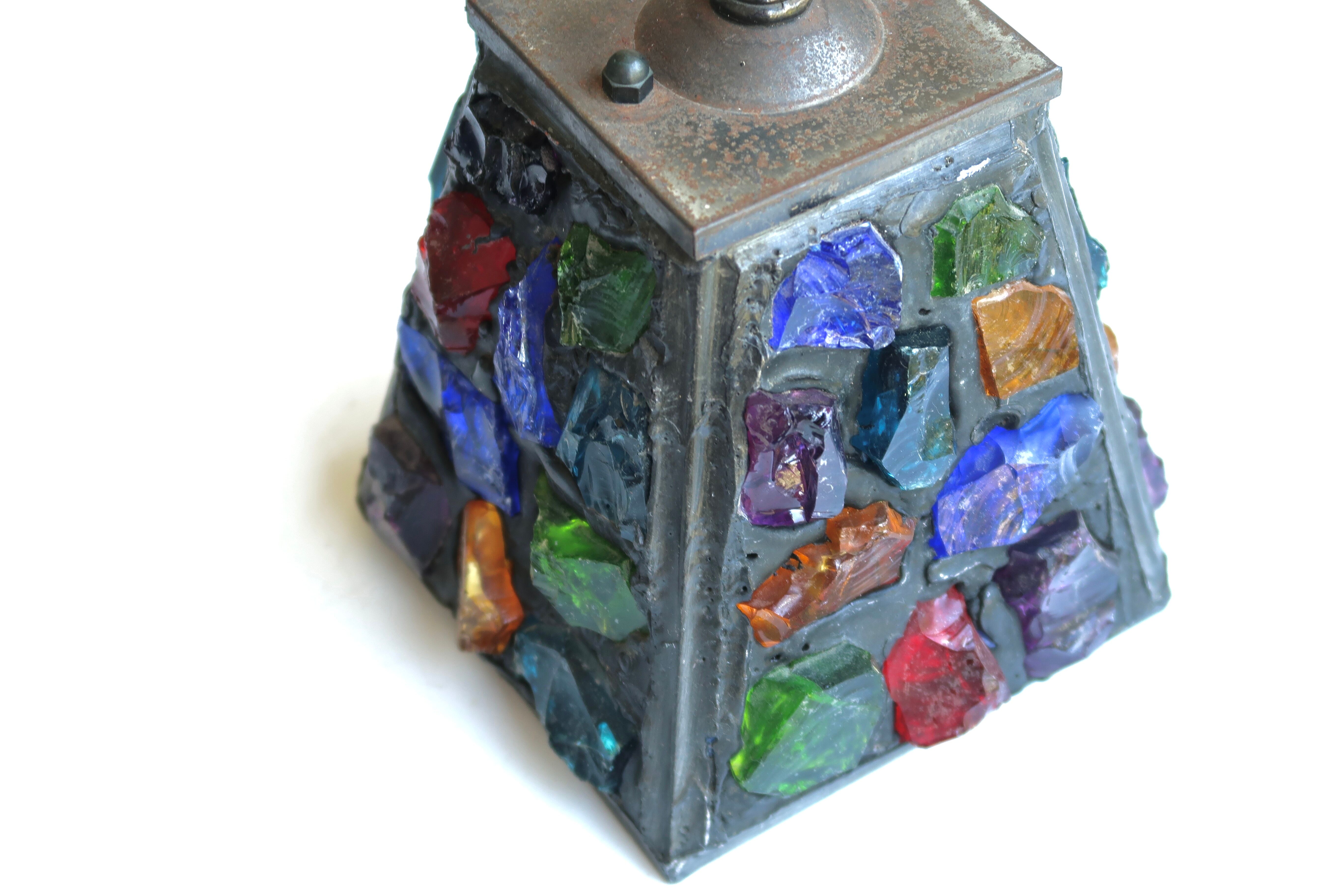 Glass and lead pendant lamp by Peter Marsh, 50s