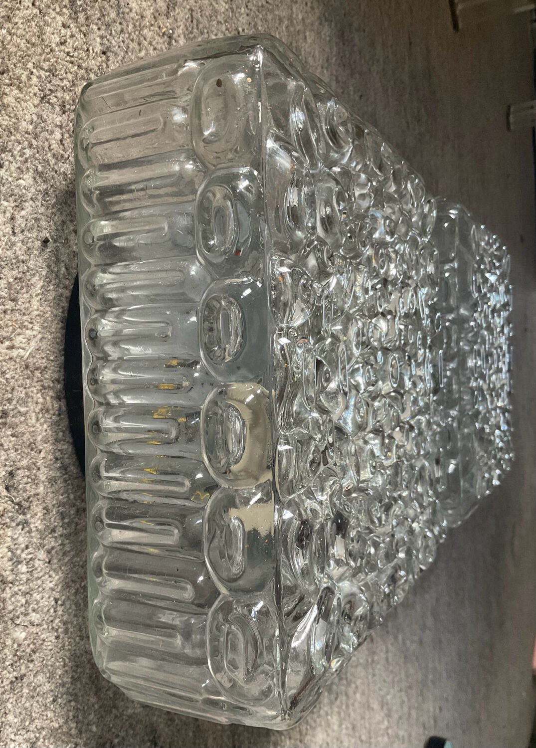Pair of vintage wall lamps or ceiling lamp in molded glass 70s