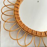 Old vintage rattan mirror