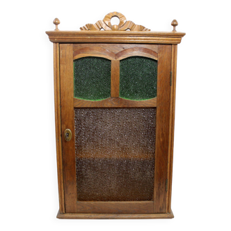 Art Deco display case in solid wood and glass, 1930s