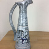 Blue ceramic pichet, ibex/goat decoration