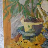 Contemporary floral composition signed