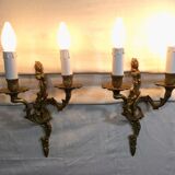 Paire d’appliques bronze 2 lumières style Louis XV