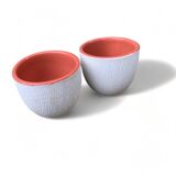 2 6cm ceramic tumblers enameled inside, espresso or aperitif cups