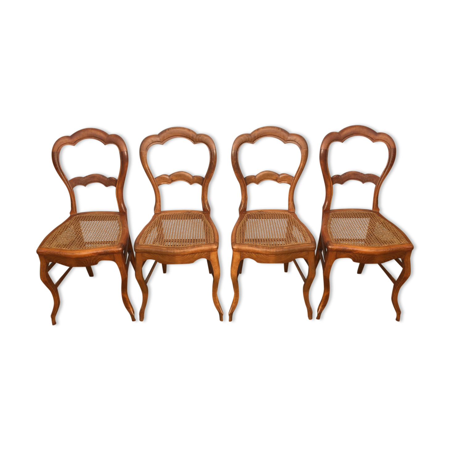 Set 4 chairs louis Philippe in caning