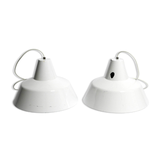 Two 50s metal enamel ceiling lamps by Axel Wedel Madsen for Louis Poulsen