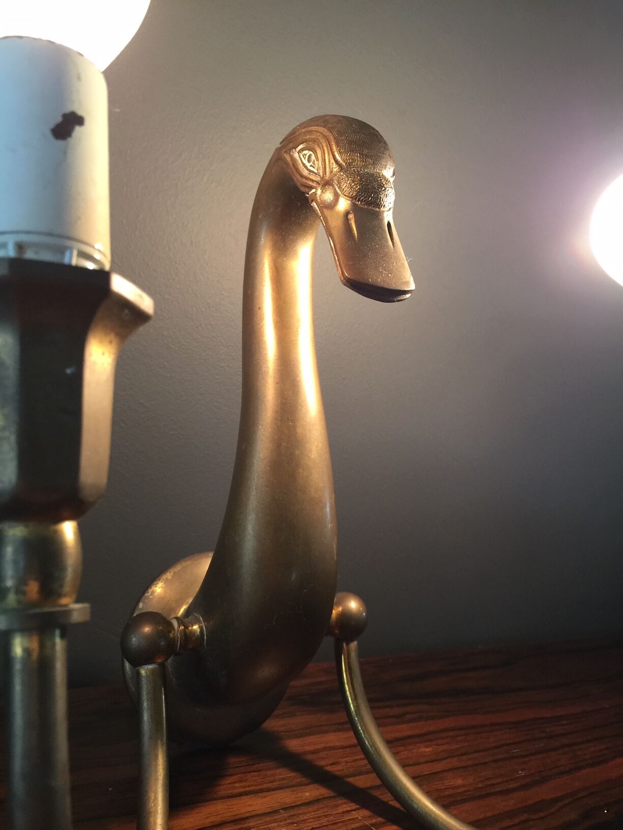 Pair d swans solid brass wall light
