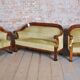Empire Upholstered and Inlaid Walnut Living Room Set, Austria, 1810s, Set of 3