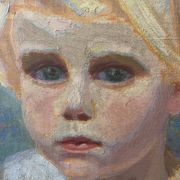 Oil on canvas, portrait of a child signed J. Bertrand early 20th century.