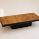 Large vintage coffee table in walnut veneer and black wood, 1980s.