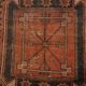 Tapis persan vintage rouge et noir 3x9, 103x287 cm