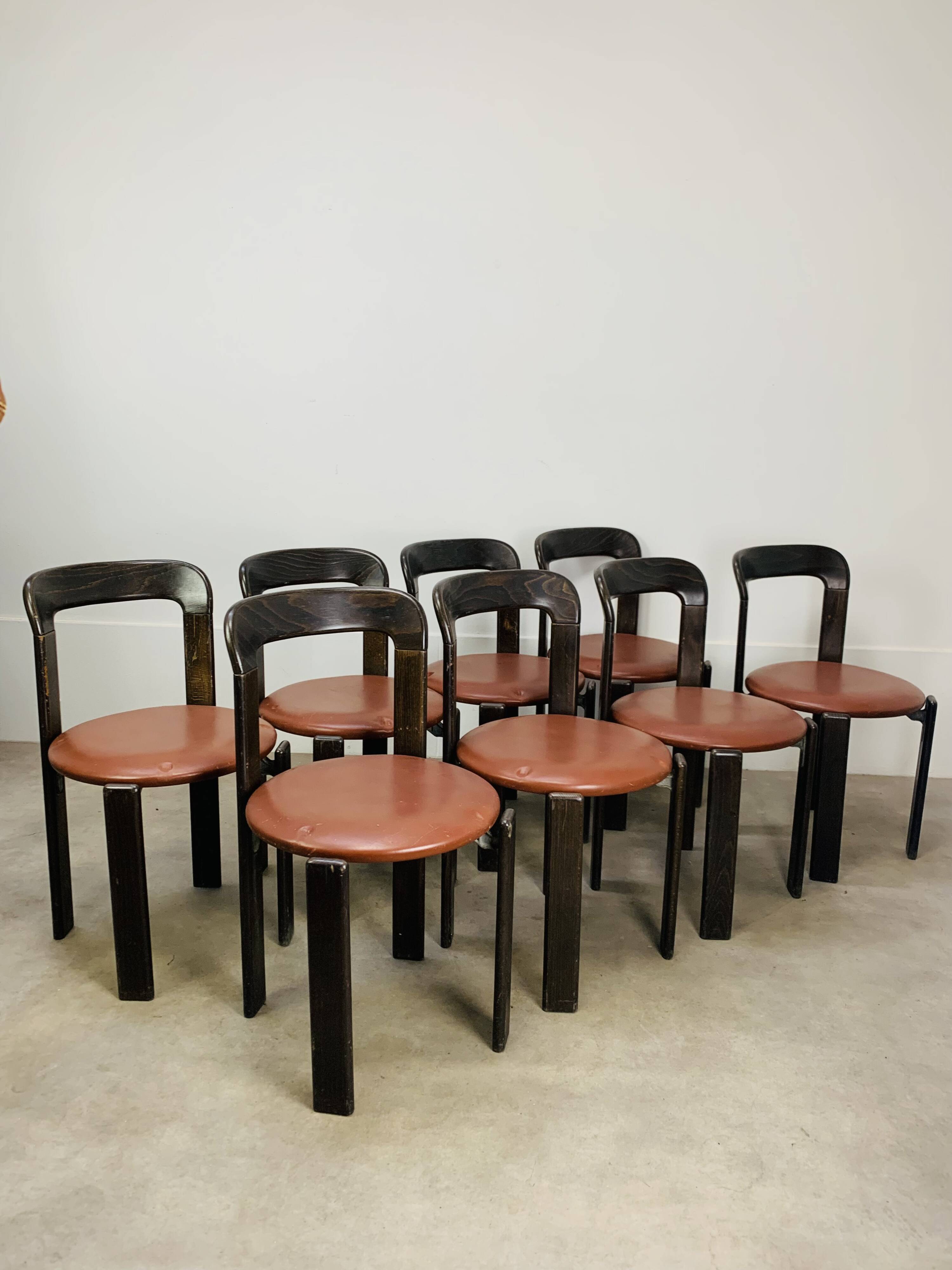 8 Bruno Rey chairs for Dietiker, workshop "Chair from Stein am Rhein"