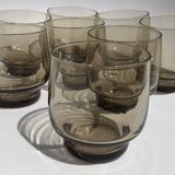 8 Low Smoked Water Glasses 70's