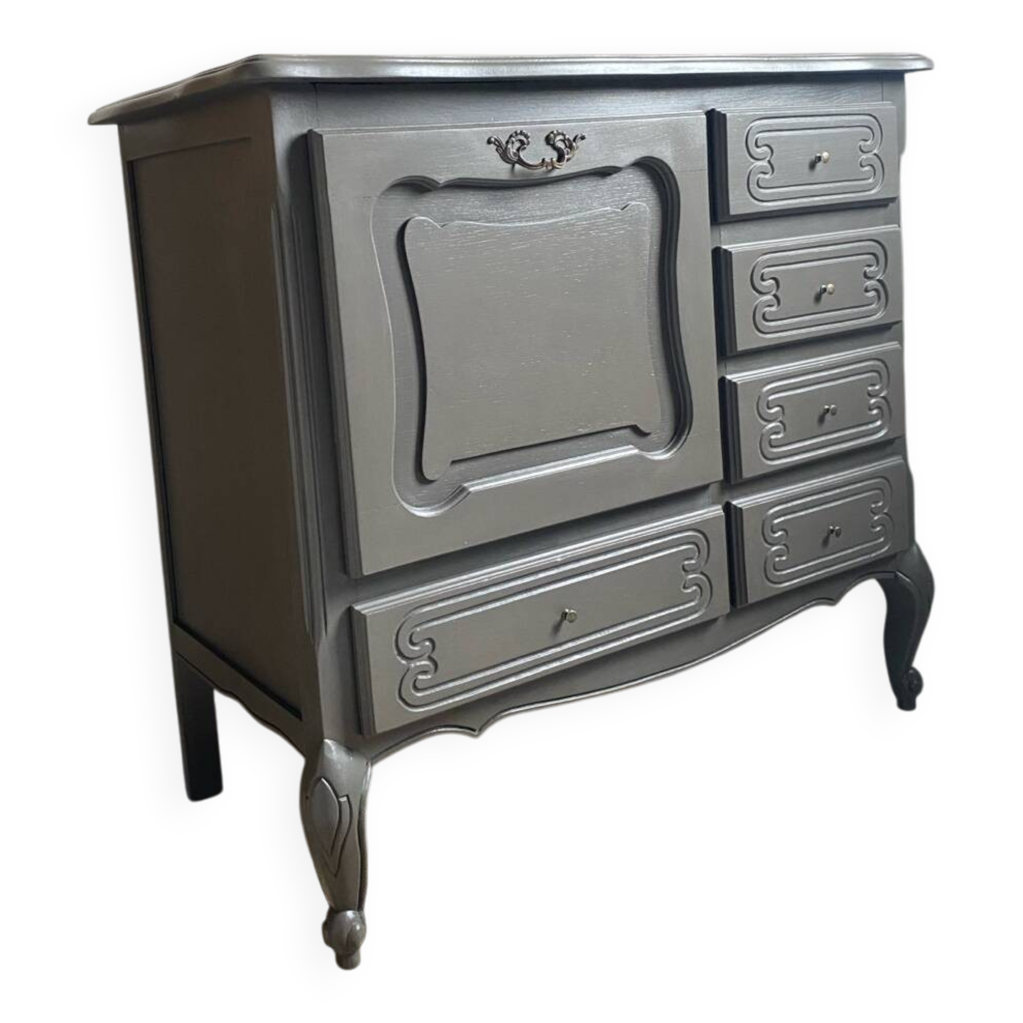 Buffet, meuble bar en bois peint