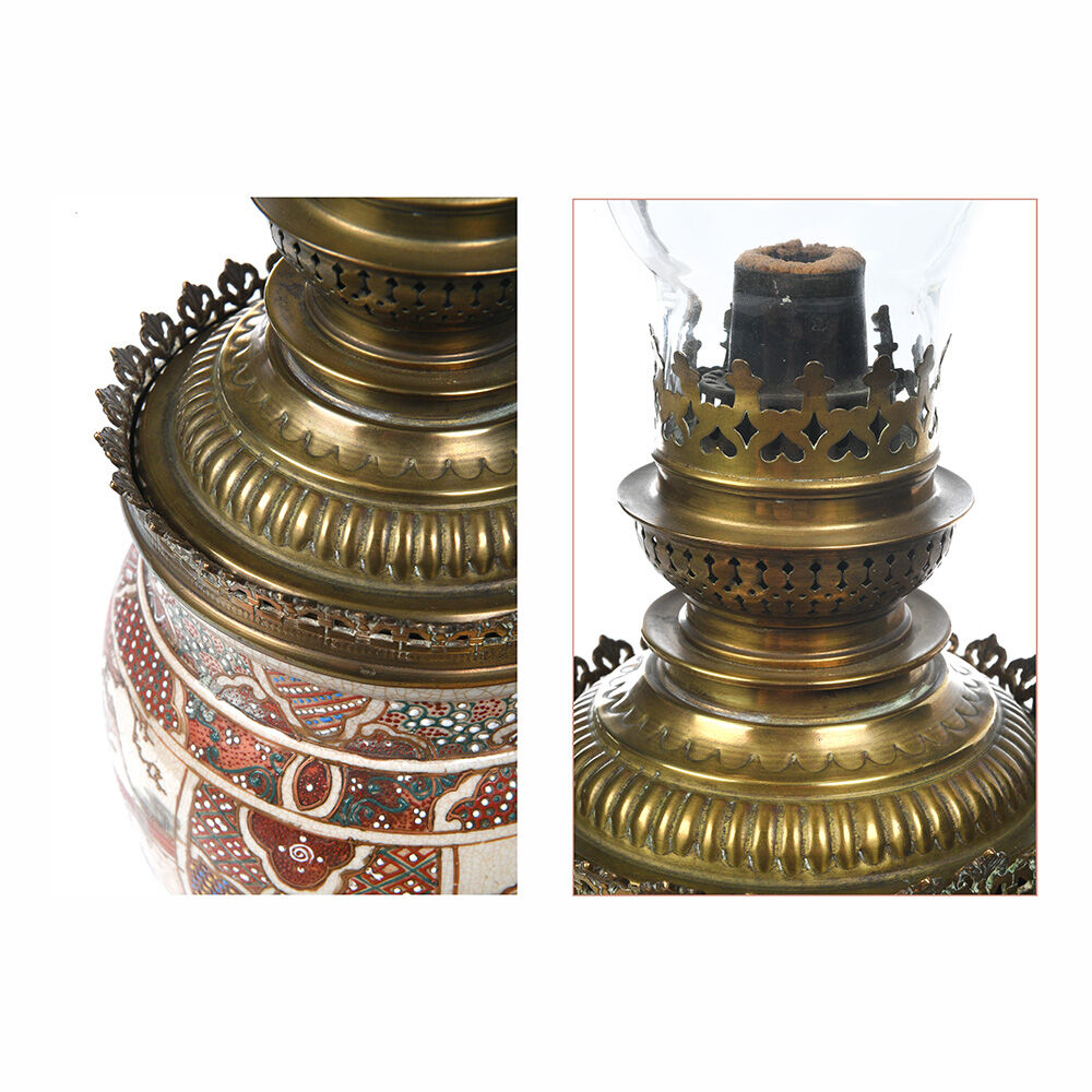 Pair of Satsuma porcelain oil lamps