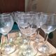 Set of 8 vintage bistro drop aperitif glasses.
