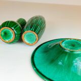 Large Green Midcentury Ceramic Vases and Upsala Ekeby "Capri" Bowl/Tray from the 1950s