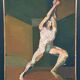 Swedish Oil on Canvas"The Discus Thrower" by Eric Elfvén,vintage and framed