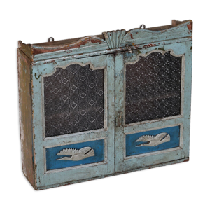 vitrine bleue murale bois