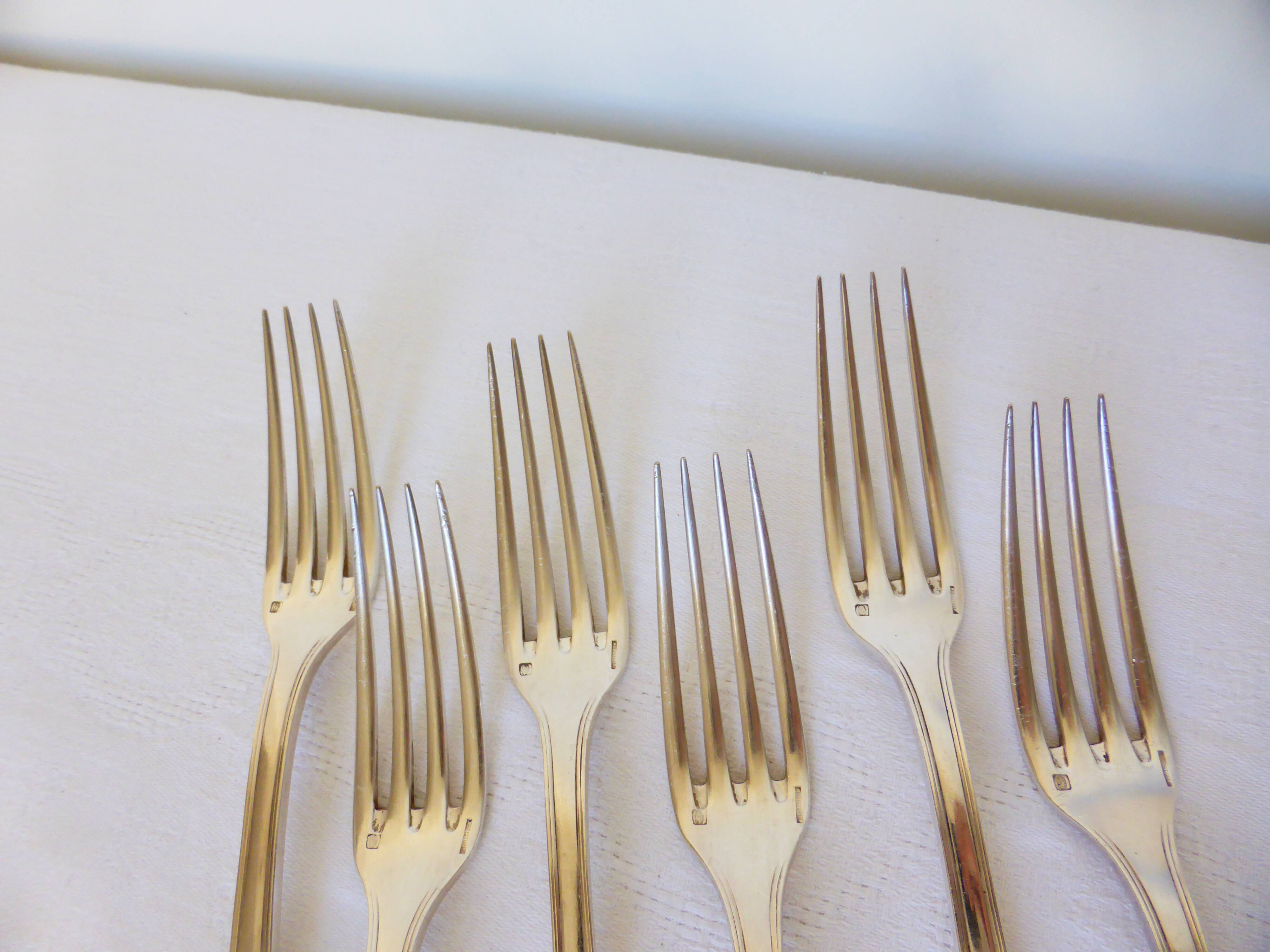 6 Christofle art deco style silver plated forks