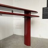 Red lacquered console and its mirror from the 80s