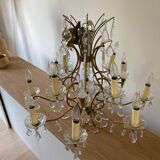 Lustre ancien cuivre et verre