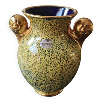 Vase boule effet craquelé Signé FBA France En émaux moléculaires incorporés