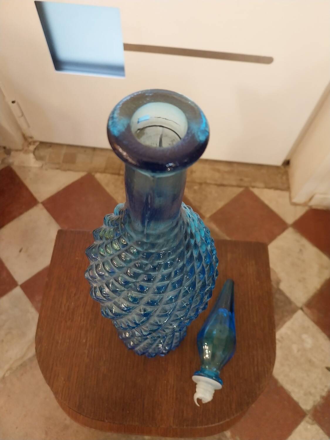 Blue glass carafe