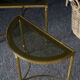 French Hollywood revival brass & glass coffee table & d-shape side tables 1970s