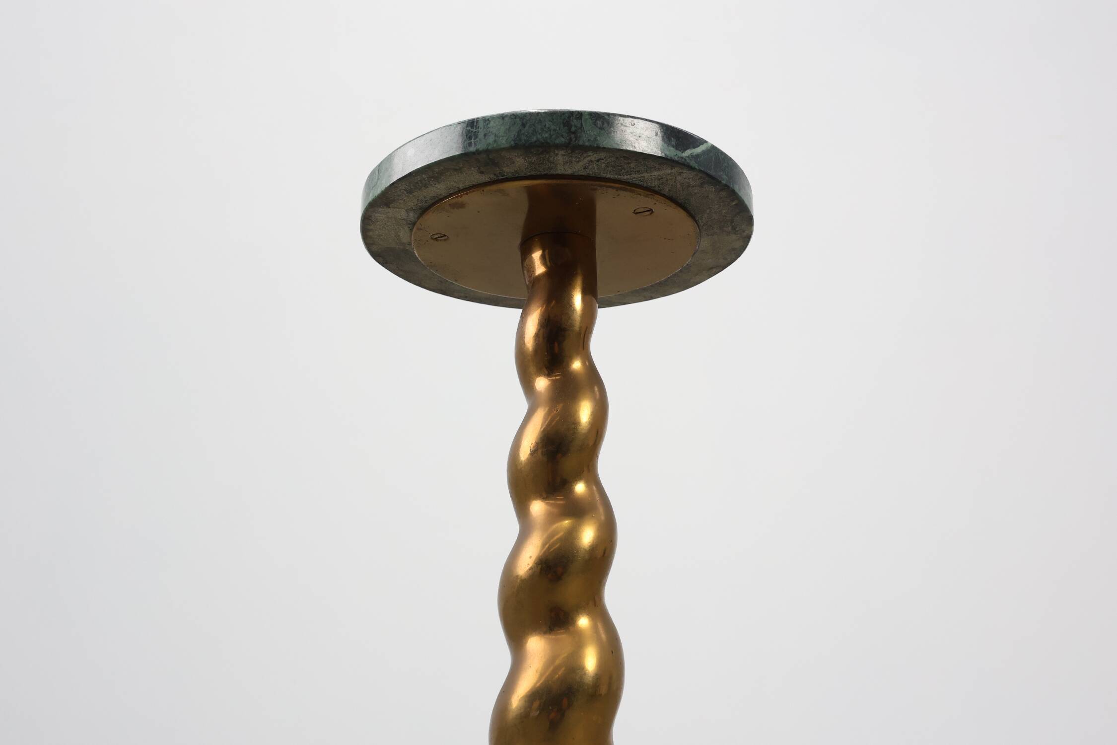 Art Deco side table or pedestal with green marble top and bronze base